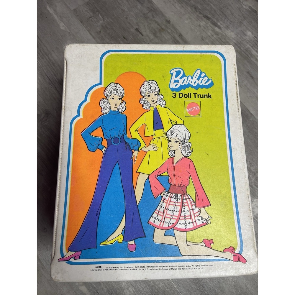 Vintage 1970 Barbie Fashion 3 Doll Trunk Carrying Case Mattel USA Photo